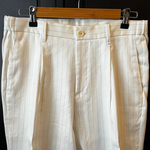 Banana Republic White Linen Stripe Full Suit - Size 40 S Chest | 30 S Pants - Picture 11 of 16